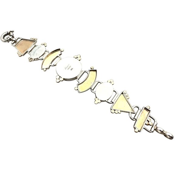 Rare Tricia Young 14K Gold Sterling Silver Pearl Garnet Bracelet - Picture 7 of 9